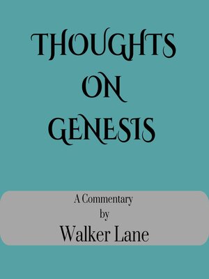 cover image of Thoughts On Genesis
